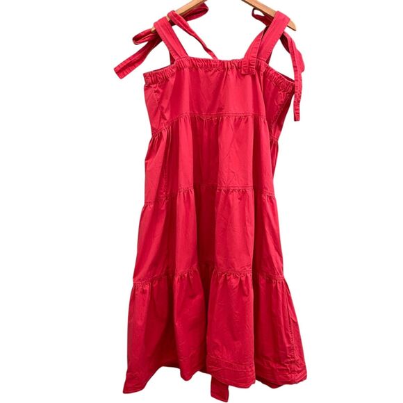 Free Assembly Maxi Dress Womens XL Red Tiered Tie Straps Cottagecore Summer - Picture 3 of 10